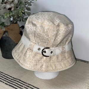 Coach Signature Print Beige and Ivory Bucket Hat Vintage Size P/S